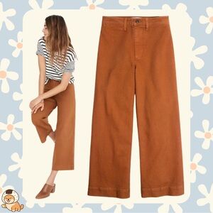 Madewell Emmett Wide-Leg Crop Pants, Burnt Sienna, Sz 26